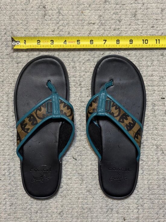 Coach Rexy By Guang Yu Black Blue Flip Flops Men\'s Size 8 / Women\'s Size 9